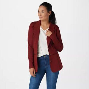 NWT Wine Red Blazer Womens 1X Classic Workwear Career Jacket Structured